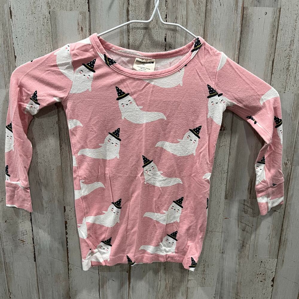 Spearmint Love Pink Ghost Bamboo Pajama Shirt ONLY Little Girls Toddler 3Y